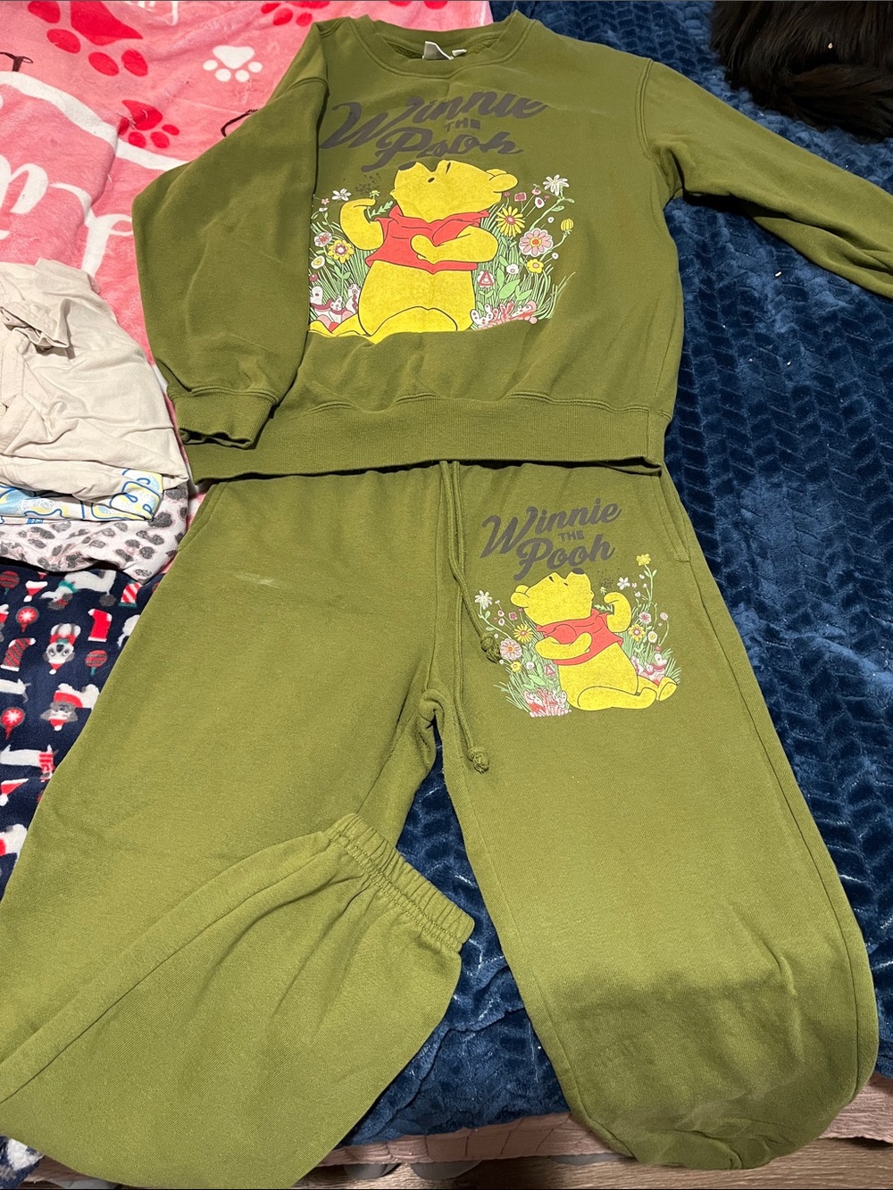 Disney Olive Green Fleece Sweatshirt and Joggers Set